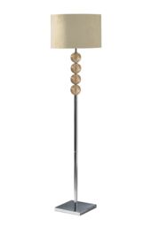 Orsina Teal Suede Effect Shade Floor Lamp, Tall Standing Lamp With Glass Effect Orbs, Chrome Base Floor Light in Cream - thumbnail 2