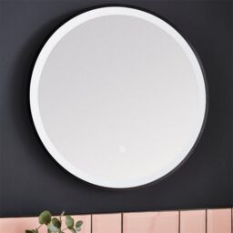 Clifton 60cm Circular LED Matt Black Wall Mirror with Demister Pad - thumbnail 2
