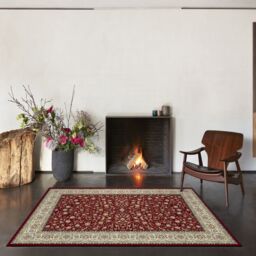 The Rug Shop UK Border Floral Red Traditional Machine Made Easy to clean Area Rug - Size: 160 cm x 230 cm - thumbnail 3