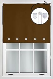 Furnished Brown Blackout Roller Blind with Chrome Square Eyelets & Metal Fittings - Size: 150 cm width x 165 cm drop - thumbnail 1