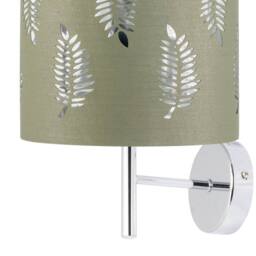 First Choice Lighting Set of 2 Brea - Chrome Wall Lights with Sage Green Fern Shades in Silver - thumbnail 3