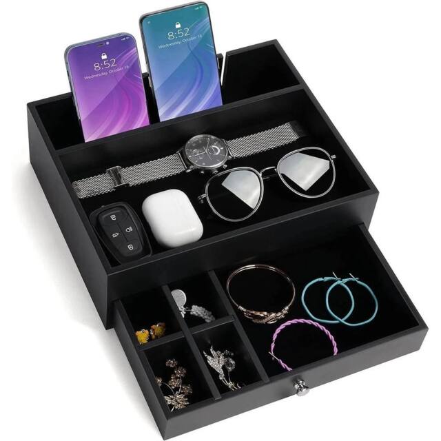 Havendro Black Dresser Nights wbr tand Organiser Tray with Drawer - image 1