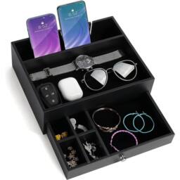 Havendro Black Dresser Nights wbr tand Organiser Tray with Drawer