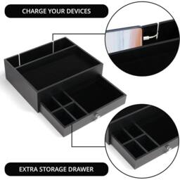 Havendro Black Dresser Nights wbr tand Organiser Tray with Drawer - thumbnail 3