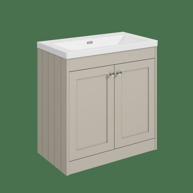 Balterley 800mm Floor Standing 2 Door Unit with Basin No Tap Hole - Pebble Grey - image 1