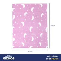 Wicked Gizmos Glow in the Dark Throw - Soft Fluffy Fleece Blanket with Moon & Stars Design for Bed, Sofa, Kids & Teens (Grey) in Dark Pink - thumbnail 6
