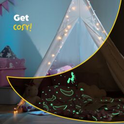 Wicked Gizmos Glow in the Dark Throw - Soft Fluffy Fleece Blanket with Moon & Stars Design for Bed, Sofa, Kids & Teens (Grey) in Dark Pink - thumbnail 4