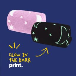 Wicked Gizmos Glow in the Dark Throw - Soft Fluffy Fleece Blanket with Moon & Stars Design for Bed, Sofa, Kids & Teens (Grey) in Dark Pink - thumbnail 2