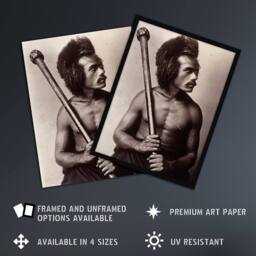 "Artery8 Burton Brothers Photograph of a Fijian Warrior Wall Art Print in Brown - Size: W12"" x H16""" - thumbnail 2