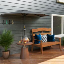 OUTSUNNY 2.3m Half Round Parasol Umbrella Balcony Metal Frame w/ Crank NO BASE in Dark Grey - thumbnail 9