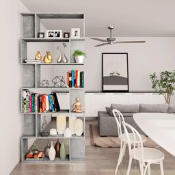 Berkfield Home Book Cabinet/Room Divider Concrete Grey 80x24x192 cm Engineered Wood - Size: 80 x 24 x 192 cm - thumbnail 4
