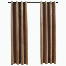 Berkfield Home Blackout Curtains with Rings 2 pcs Velvet Beige 140x175 cm - thumbnail 2