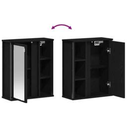 Berkfield Home Decorative Bathroom Wall Cabinet with Mirror Black Oak 50x21x60 cm - Size: 50 x 21 x 60 cm - thumbnail 9