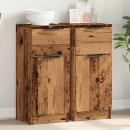 Berkfield Home Sideboards 2 pcs Old Wood 30x30x70 cm Engineered Wood in Brown - Size: 30 x 30 x 70 cm - thumbnail 1