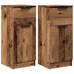 Berkfield Home Sideboards 2 pcs Old Wood 30x30x70 cm Engineered Wood in Brown - Size: 30 x 30 x 70 cm - thumbnail 2