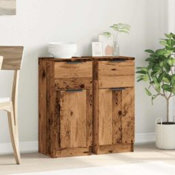 Berkfield Home Sideboards 2 pcs Old Wood 30x30x70 cm Engineered Wood in Brown - Size: 30 x 30 x 70 cm - thumbnail 3