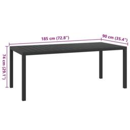 Berkfield Home Garden Table Black 185x90x74 cm Aluminium & WPC - Size: 185 x 90 x 74 cm - thumbnail 5