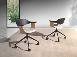 Angel Cerda Swivel Office Chair in Light Grey Fabric with Black - thumbnail 3