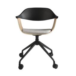 Angel Cerda Swivel Office Chair in Light Grey Fabric with Black - thumbnail 2