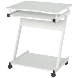HOMCOM Movable Computer Desk with 4 Moving Wheels Sliding Keyboard Tray in White - thumbnail 2