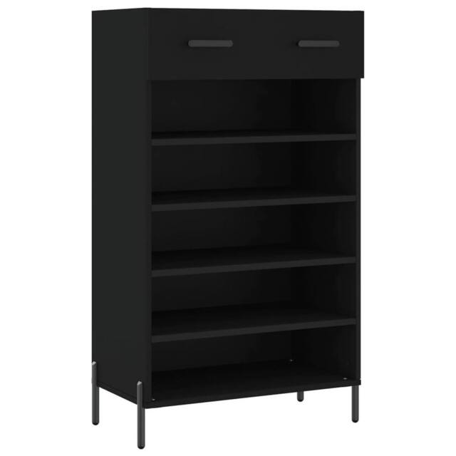Berkfield Home Shoe Cabinet Black 60x35x105 cm Engineered Wood - Size: 60 x 35 x 105 cm - image 1