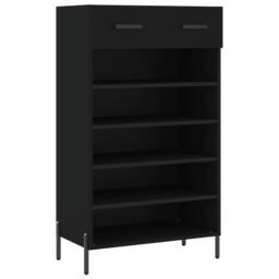 Berkfield Home Shoe Cabinet Black 60x35x105 cm Engineered Wood - Size: 60 x 35 x 105 cm - thumbnail 1