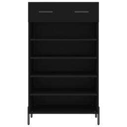 Berkfield Home Shoe Cabinet Black 60x35x105 cm Engineered Wood - Size: 60 x 35 x 105 cm - thumbnail 6