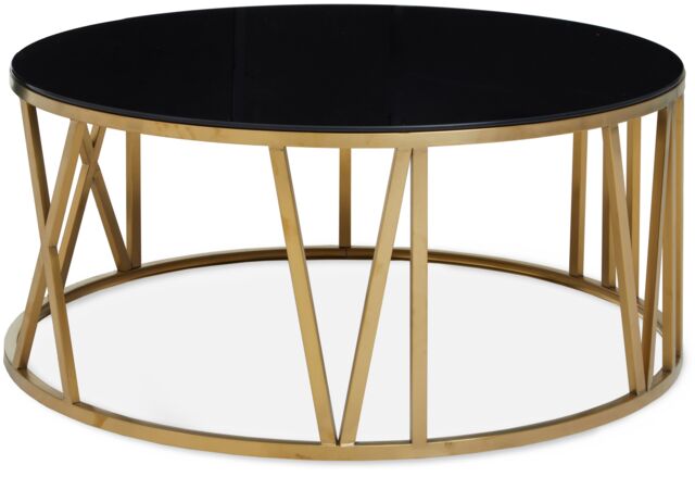 Orsina Alana Round Coffee Table with Gold Frame & Black Glass - image 1