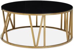 Orsina Alana Round Coffee Table with Gold Frame & Black Glass - thumbnail 1