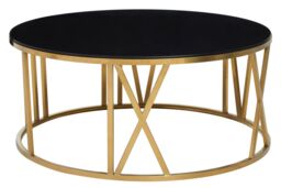 Orsina Alana Round Coffee Table with Gold Frame & Black Glass - thumbnail 2