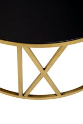Orsina Alana Round Coffee Table with Gold Frame & Black Glass - thumbnail 4