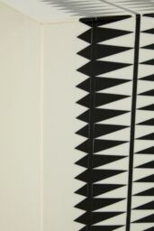 Orsina Black & White Stool, Enamel Coated Kitchen Stool, Monochromatic Tribal Patterned Bar Seat, Antique Accent Piece - thumbnail 5