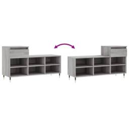 Berkfield Home Shoe Cabinet Grey Sonoma 102x36x60 cm Engineered Wood - Size: 102 x 36 x 60 cm - thumbnail 9