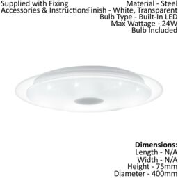 Loops Wall Flush Ceiling Light White Shade White Chrome Plastic Crystal Effect LED 24W - thumbnail 2