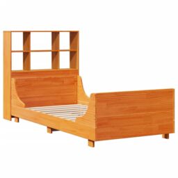 Berkfield Home Bookcase Bed without Mattress Wax Brown 100x200 cm Solid Wood - thumbnail 3