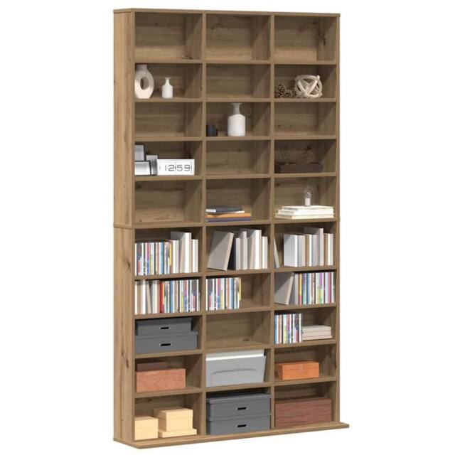 Berkfield Home Modern CD Cabinet in Artisan Oak - 101x23x177.5 cm Made from Engi in Beige - image 1