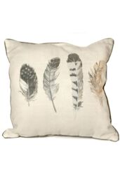 Fusion 'Idaho' Feather Motif Filled Cushion 100% Cotton in Charcoal - Size: 43 cm x 43 cm