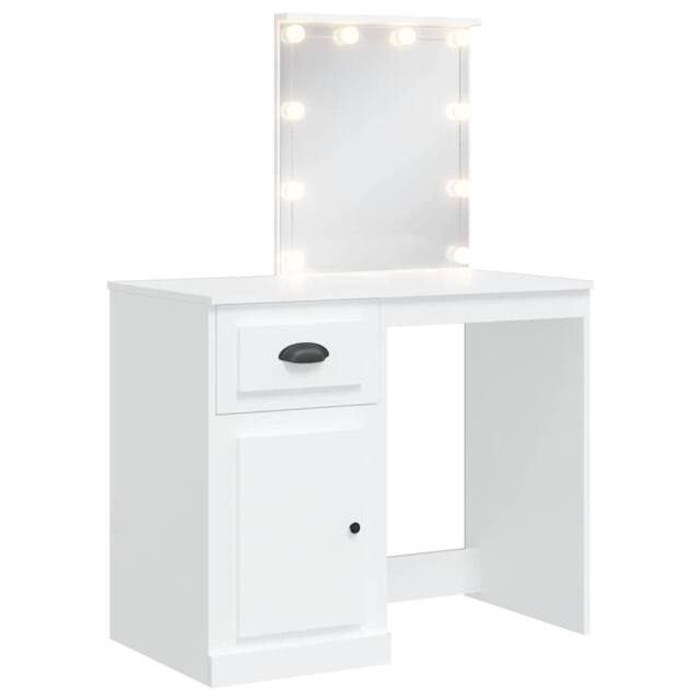 Berkfield Home Dressing Table with LED Lights White 90x42x132.5 cm - image 1