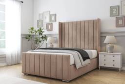 "Sloomy Watson Naples Bed Frame With 50"" Upholstered Headboard in Light Brown - Size: Small Double" - thumbnail 2