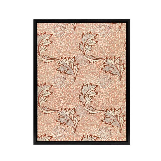 "Artery8 Apple & Leaves Pattern Framed Canvas Wall Art Print William Morris in Brown - Size: W18"" x H24""" - image 1