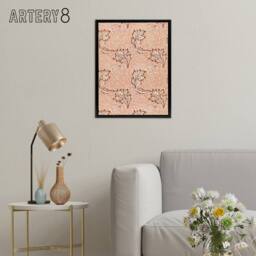 "Artery8 Apple & Leaves Pattern Framed Canvas Wall Art Print William Morris in Brown - Size: W18"" x H24""" - thumbnail 3
