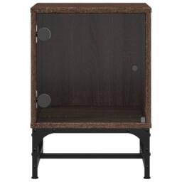 Berkfield Home Elegant Bedside Cabinets with Glass Doors 2 pcs Brown Oak 35x37x50 cm - Size: 35 x 37 x 50 cm - thumbnail 7