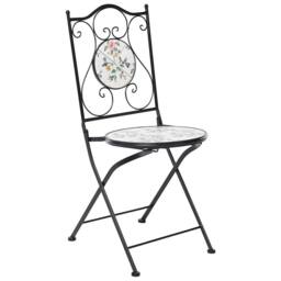 Wyld and Coco Set of 2 Black Mosaic Ceramic Folding Garden Chairs - thumbnail 5