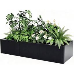 "VOGREX 54""x20"" Large Rectangular Metal Planter Round Corner Raised in Black - Size: 20m"