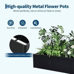 "VOGREX 54""x20"" Large Rectangular Metal Planter Round Corner Raised in Black - Size: 20m" - thumbnail 4