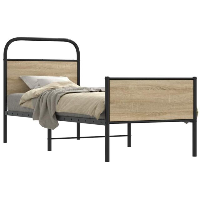 Berkfield Home Bed Frame without Mattress 75x190 cm Sonoma Oak Engineered Wood in Brown - image 1