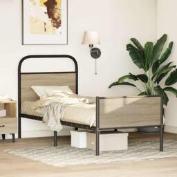 Berkfield Home Bed Frame without Mattress 75x190 cm Sonoma Oak Engineered Wood in Brown - thumbnail 4