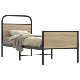 Berkfield Home Bed Frame without Mattress 75x190 cm Sonoma Oak Engineered Wood in Brown - thumbnail 1