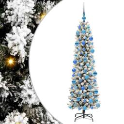 Berkfield Home Stunning Artificial Christmas Tree with 300 LEDs Green & white - thumbnail 3