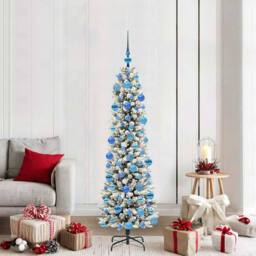 Berkfield Home Stunning Artificial Christmas Tree with 300 LEDs Green & white - thumbnail 2
